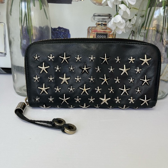 Jimmy Choo Black Wallet with Silver Star Studs - Picture 1 of 7